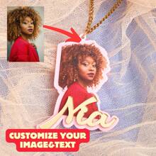 個性化時尚元素設計頸鍊，定制紀念品生日禮物驚喜禮物結婚周年紀念親子禮物 - Gold text and Gold - 查看 1