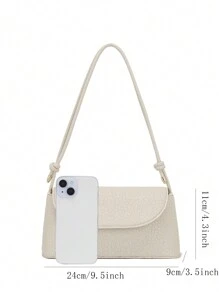 Bolsa de hombro casual de moda de unicolor con estampado de piedra - Albaricoque - Ver 5