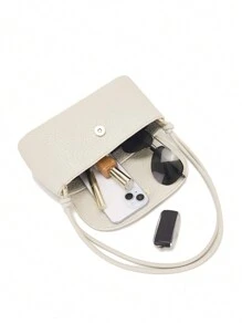 Bolsa de hombro casual de moda de unicolor con estampado de piedra - Albaricoque - Ver 7