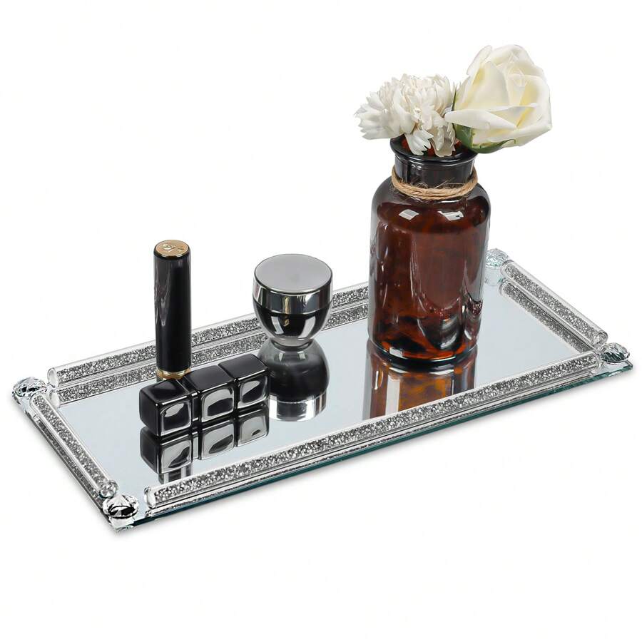 1 pieza Bandeja grande de cristal de 35*15*2.5cm - Plateado - Ver 1