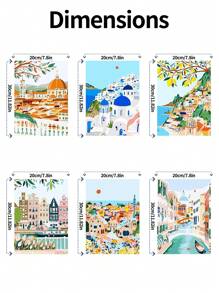 6pcs/Set Frameless Digital Oil Painting 25x35cm With Paints And Brushes, DIY Acrylic Paint Set For Beach Castle Easy Painting, Art And Crafts For Home Room Decoration, Best Stress Relief Gift, Suitable For Beginner Adults