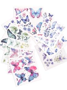 10PCS Glitter Butterfly & Floral Pattern Face & Eye Tail Decorative Sexy Aesthetic Fresh Temporary Tattoo Stickers - Multicolor - View 3