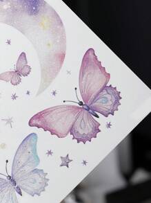 10PCS Glitter Butterfly & Floral Pattern Face & Eye Tail Decorative Sexy Aesthetic Fresh Temporary Tattoo Stickers - Multicolor - View 5