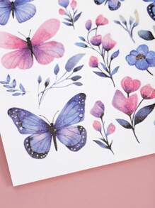 10PCS Glitter Butterfly & Floral Pattern Face & Eye Tail Decorative Sexy Aesthetic Fresh Temporary Tattoo Stickers - Multicolor - View 6