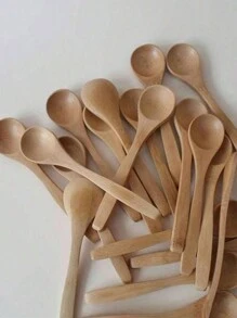 10pcs Bamboo Long Handle Spoons For Eating Soup, Coffee, Honey, Jam And Other Condiments, Perfect For Family Coffee And Serving Creative Dishes,School Supplies - True Color - View 4