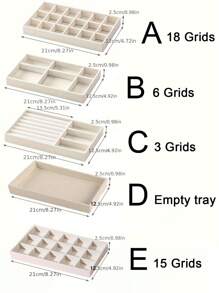 1/5pcs Beige Desktop Jewelry Display Storage Box Elegant Stackable Velvet Jewelry Tray Organizer - Portable Multi-Purpose Storage For Rings, Earrings, And Necklaces