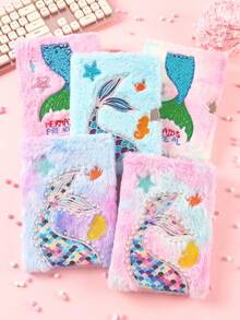 Plush Secret Diary Plush Notebook Secret Diary With Lock For Girls Kids, Multicolored Cute Notepad Cartoon Notebook School Office Hardcover Notebooks Writing Notepad - A - View 1