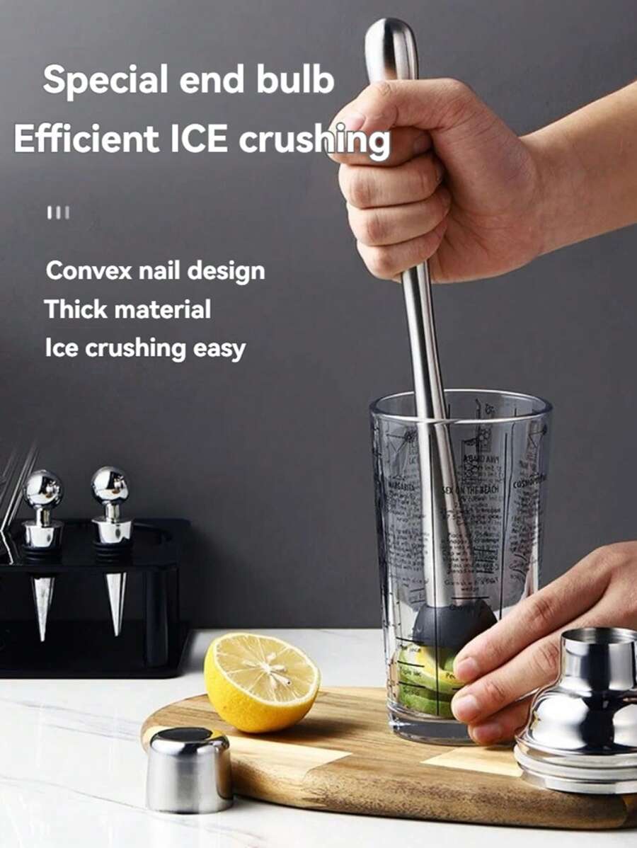 1pc 304 Stainless Steel Ice Crushing And Juicing Muddler Tool Lemon Tea