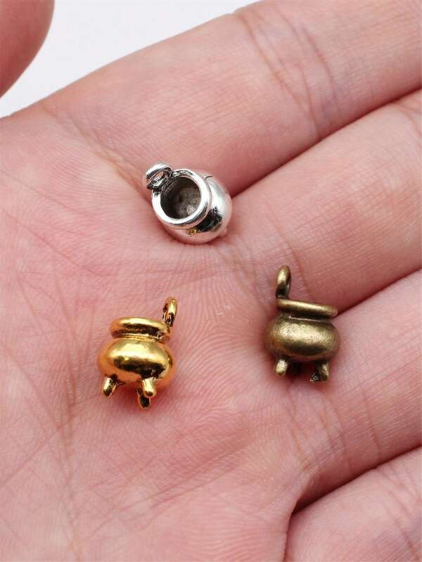10pcs 11x8x8mm(0.43x0.31x0.31inch) 3D Cauldron Censer Charms Creative Charm Fashion Necklace Bracelet Earrings Keychain DIY Jewelry Making Hand Craft