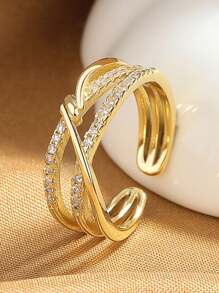 1 Đồng Hồ Thép Không Gỉ Phong Cách Đơn Giản Và Thoáng Mát Thiết Kế Hình Học Mở Nhẫn Dành Cho Nữ - Vàng - Xem 11