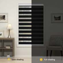 AOSKY Zebra Blinds Cordless Zebra Shades For Windows Free-Stop Roller Windows Shades Dual Layer Light Control For Day And Nigh, Light Filtering Window Shades For Home Easy To Install(White,Black,Grey,Wood) - màu đen - Xem 4