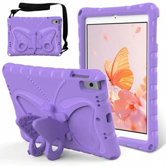 1PC Lavender Butterfly Stand Shoulder Strap EVA Tablet Protective Case With Stand Function, Compatible With IPad Protection
