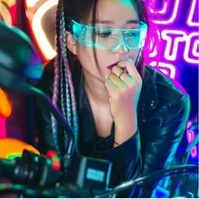 發光LED亞克力護目鏡（1入組）：7色發光技術眼鏡，適合狂歡、派對、嘉年華、俱樂部、角色扮演、音樂會