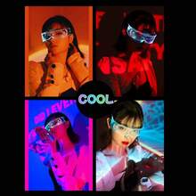 發光LED亞克力護目鏡（1入組）：7色發光技術眼鏡，適合狂歡、派對、嘉年華、俱樂部、角色扮演、音樂會