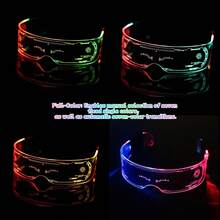 發光LED亞克力護目鏡（1入組）：7色發光技術眼鏡，適合狂歡、派對、嘉年華、俱樂部、角色扮演、音樂會