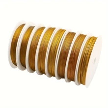 1pc Stainless Steel Wire DIY Thread String With Large Metal Ring & Beads For Handmade Jewelry Making Accessories