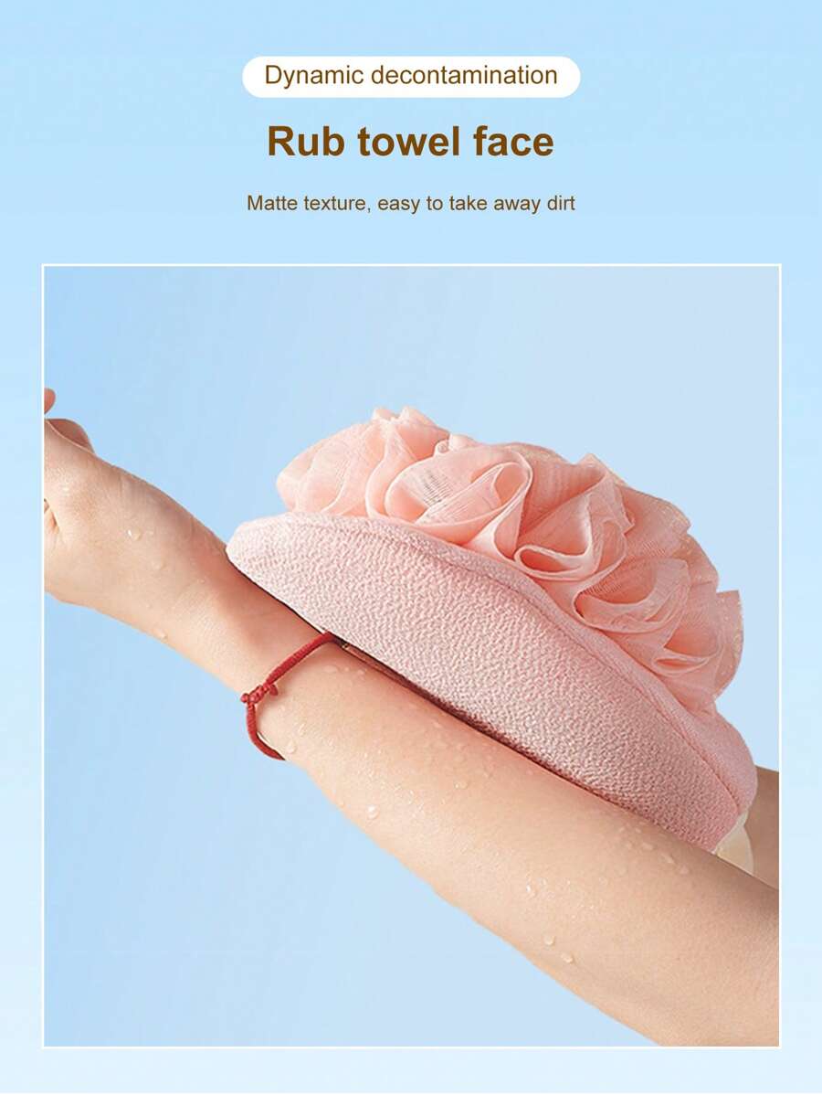 1pc Bathing Towel & Shower Ball 2-In-1, Dual-Sided Bathing Glove Gentle On Skin & Easy To Foam, Fine Mesh & Soft Texture Bath Sponge Multifunctional Cleaning Tool - Multicolor - View 1