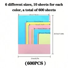 超值装 600 张 10 色 A4 打印和复印纸，多用途彩色打印纸，适用于工艺品和折纸，8.3 英寸 X 11.7 英寸折纸>儿童纸工艺品、儿童生日包装纸、儿童缝纫 - 彩色 - 查看 19