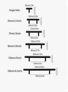4入組廚房手柄不銹鋼T型門把手76mm 96mm櫥櫃把手和手柄黑色家具手柄 - 彩色 - 查看 9