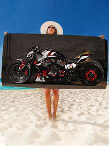1pc 250GSM Creative Motorcycle Series Printed Beach Towel, Strong Water Absorption Pool Towel, Sand-Free Oversized Beach Blanket, Quick-Drying Swimming Towel, Suitable For Travel, Swimming, Surfing, Yoga, Camping, Ideal For Motorcycle Club Gathering, Beach Essential. Summer Travel, Vacation Holiday Bathroom Decor Beach Essentials - Multicolor - View 18