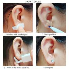 8 Pieces Set Disposable Ear Piercing Kits,Include With 4 Pack Self Ear Piercing Gun With Built-In Cubic Zirconia Ear Studs,4pcs Ear Stud,Professional And Home Use For Women Men - White - View 4