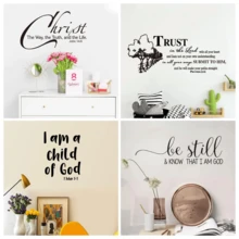 1pc Christian Jesus Bible Wall Sticker With Inspirational Quotes God, Suitable For Bedroom, Living Room, Dining Room, Home Decor - Multicolor - View 2