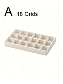 1/5pcs Beige Desktop Jewelry Display Storage Box Elegant Stackable Velvet Jewelry Tray Organizer - Portable Multi-Purpose Storage For Rings, Earrings, And Necklaces