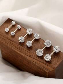 1pair Exquisite & Sparkling Double-End Rhinestone Ball Ear Studs For Ear Piercing - Spherical - View 10