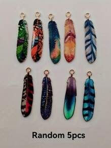 5/10pcs Alloy Feather Shaped Alloy Pendants, DIY Jewelry Keychain Necklace Earrings Making Accessories - Feather Pendant - View 6