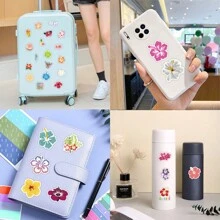 100 piezas de pegatinas de flores de hibisco de vinilo de estética de graffiti para scrapbooking, diario, portátil, parachoques, patineta, botella de agua, computadora, teléfono, dibujos animados, casco, pegatinas y calcomanías de automóviles