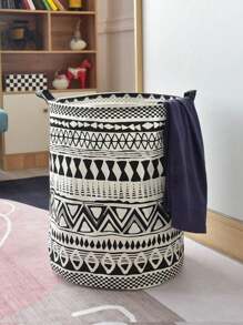 WHICHLIFE 1 chiếc giỏ đựng quần áo bẩn đa năng có họa tiết bất đối xứng đen trắng, trang trí phòng, đồ trang trí, đồ trang trí, đồ trang trí, đồ lưu trữ, đồ sắp xếp quần váy giày dép quần jean bốt váy - Đen và trắng - Xem 8