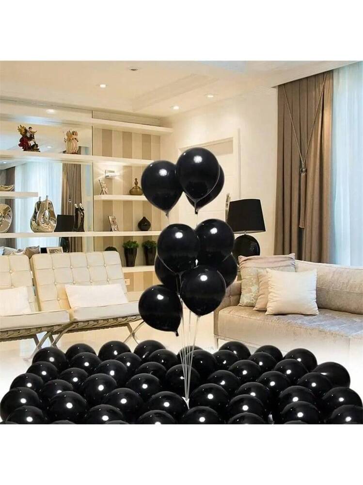 Ballon Noir 100PCS 10 Pouces Ballons Noir Latex Black Balloons Pour