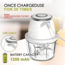 1入組無線多功能304不銹鋼電動食品處理器和切碎機，輕鬆攜帶，堅固耐用，350毫升大蒜切片器，適用於大蒜、胡椒、洋蔥、芹菜、薑、肉類、廚房小工具，且產品材料為塑料 - 彩色 - 查看 6