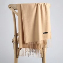 1入組女士純色流蘇長款圍巾，薄款多功能仿羊絨圍巾，全年適用，可作為冷氣披肩，簡約優雅的仿羊絨保暖圍巾 - 彩色 - 查看 2