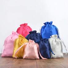 5 piezas de bolsas de regalo con cierre de cordón estilo satinado para joyas y accesorios, disponible en múltiples tamaños y colores, perfectas para regalos de cumpleaños, festivales, fiestas y bodas, Navidad - Multicolor - Ver 10