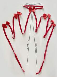 1Piece Women Adjustable Size Red Bow Garter Metallic Leg Wraps For Raves Gothic Cross Bandage Stockings Party Festivals - Red - View 6