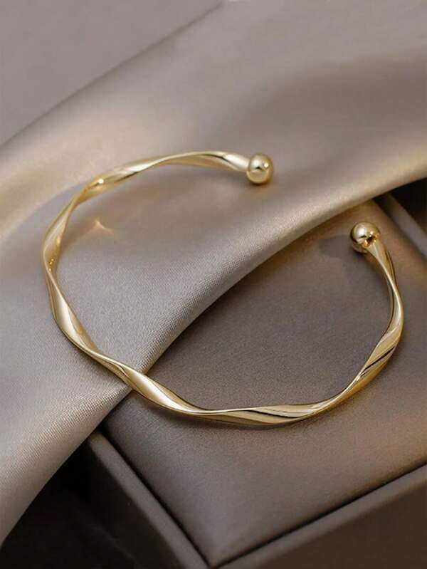 1pc Twist Design Cuff Bridal Bangle Elegant Bracelet For Women
