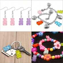 10/20/30pcs Colorful Bear Charms, DIY Jewelry Making Pendant Accessories, Cute Earrings Necklace Crafting
