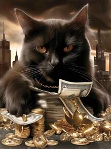 富贵猫 5D 钻石艺术画套装，全圆钻石十字绣，适合成人或初学者，钻石艺术工艺品适用于家庭墙壁客厅装饰 - 彩色 - 查看 20