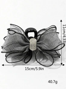 1 pieza Clip elegante para el cabello de mujer con doble capa de malla y cristales, adecuado para uso diario, clips para el cabello con lazo, pinzas para el cabello, sujetadores para el cabello, recogedor de cabello