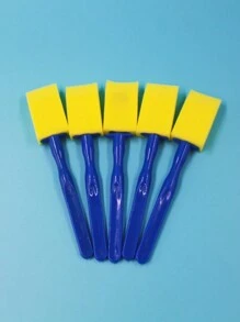5pcs Sponge Brushes With Plastic Handle, Flat Head Foam Paint Brush For Creative Painting - Multicolor - View 1