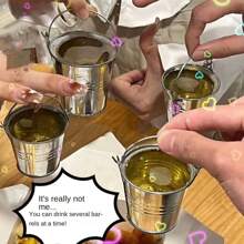 1/2/3/4pcs Mini Drinking Bucket, Drinking Pot, Small Metal Bucket Beer Mugs