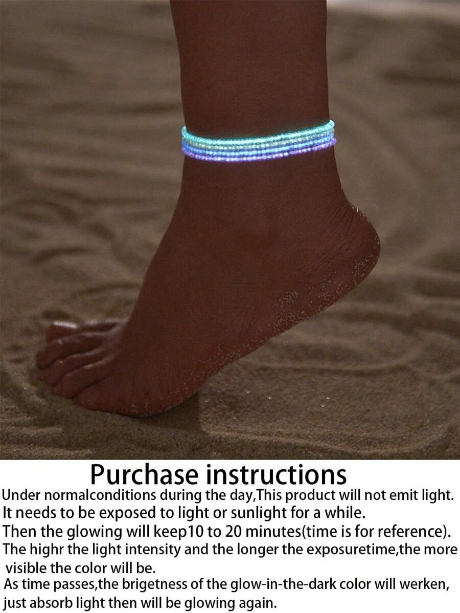 5pcs/set Minimalist Beaded Anklet - Multicolor - View 1