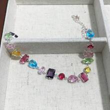 最新款流行女士珠寶金色高品質5A立方氧化鋯多色CZ網球鏈手鍊，婚禮禮品 - 彩色 - 查看 6