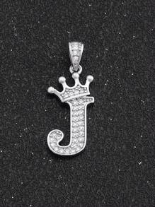 1pc Sparkling Initial Lettet & Crown Pendant  Chain Necklace A-Z Customized Name Alphabet Necklace For Women For Party - Silver - View 18