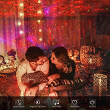 Galaxy Projector, Star Projector With Remote Control, Night Light Projector With Timer, Bluetooth USB Colour Changing Music Night Light - Negro - Ver 7