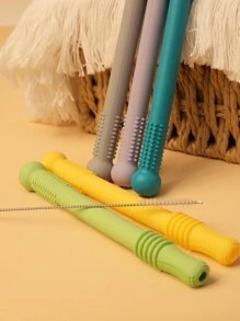 Bộ 6 món đồ chơi mọc răng cho trẻ sơ sinh, 5 vòng gặm nướu & 1 bàn chải vệ sinh, chất liệu silicon, dành cho trẻ từ 3-12 tháng tuổi, có thể rửa bằng máy rửa chén - Nhiều màu - Xem 9