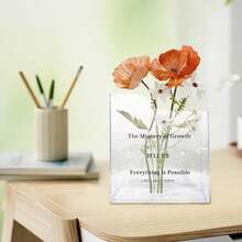 1入組書本造型有氧乙烯花瓶，適用於裝飾中心，現代風格書架裝飾花瓶，適用於情人節、家居臥室、辦公室桌上，書中有花 - 梯形壓克力書花瓶 - 查看 9