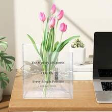 1入組書本造型有氧乙烯花瓶，適用於裝飾中心，現代風格書架裝飾花瓶，適用於情人節、家居臥室、辦公室桌上，書中有花 - 梯形壓克力書花瓶 - 查看 6