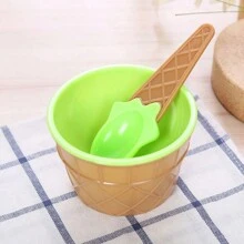 Ice Cream Dessert Sundae Bowls With Spoons, Small Reusable Ice Cream Cups Set, Plastic Ice Cream Dishes & Spoon Tableware Set, , Freezer & Dishwasher Safe, Lightweight For Birthday Parties - Default - View 13